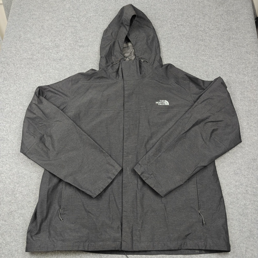 The North Face Jacket Mens 3XL Gray DryVent Hooded Rain Coat Waterproof Lined